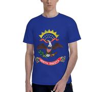 T-shirt à manches courtes et col rond imprimé drapeau du Dakota du Nord - Tendance - Décontracté - Confortable - Pour un usage quotidien, Noir , XXL