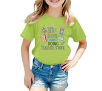 T-Shirt à Manches Courtes et col Rond pour Enfants, décontracté et Ample Chemises Tuniques pour Fille Habillée (Light Green, 4-5 Years)