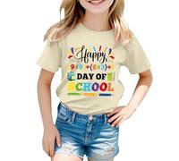 T-Shirt à Manches Courtes et col Rond pour Enfants, décontracté et Ample Tuniques Filles Grande Taille (Beige, 3-4 Years)
