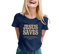 T-shirt à manches courtes et col rond pour femme avec inscription « Merry Christmas », Marine, L