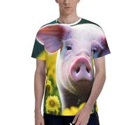 T-shirt à manches courtes et col rond pour homme Motif cochon de viol, Noir , L