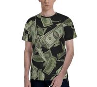 T-shirt à manches courtes et col rond pour homme Motif dollar, Noir , XL