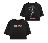 T-shirt à manches courtes et coupe courte pour femmes Ghost Face T-shirt Ghostface Scream 7 Movie T-shirts Horreur T-shirts effrayants pour les fans de Scream Gris foncé M