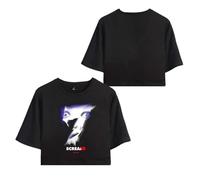 T-shirt à manches courtes et coupe courte pour femmes Ghost Face T-shirt Ghostface Scream 7 Movie T-shirts Horreur T-shirts effrayants pour les fans de Scream Violet S