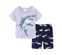 T-Shirt à Manches Courtes et Short en Coton pour Tout-Petits garçons de 12 Mois à 7 Ans avec des Motifs sympas