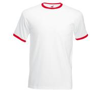 Fruit Of The Loom -T-shirt à manches courtes - Homme (XL) (Blanc /Rouge) - UTBC342 Blanc/Rouge, Blanc /Rouge