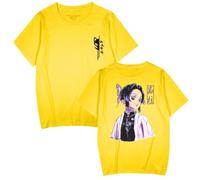 T-Shirt à Manches Courtes imprimé 3D Anime Kimetsu no Yaiba Kochou Shinobu, Jaune, S