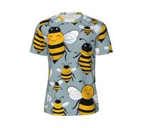 T-shirt à manches courtes imprimé abeilles drôles pour hommes respirant porter course été décontracté fitness activités, noir, Taille S