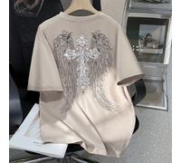 T-shirt à manches courtes imprimé d'une croix ailée de mode pour adolescent garçon 14Y,13Y,16Y,15YAnimal,Blocs de couleur,PlantesPolyester