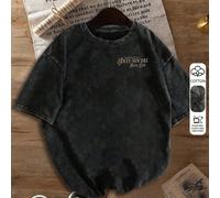 T-shirt à manches courtes imprimé vintage de crâne et de livre usé, style art sombre, ambiance anti-sociale du club du livre, coupe ample décontractée noire pour l'été L,M,S,XL,XXLHalloweenMélange cot