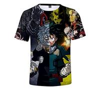 T-shirt à manches courtes My Hero Academia Boku No Hero Academia imprimé 3D personnage de l'animé Izuku Midoriya à manches courtes pour garçons et filles - - XS