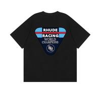T-shirt À Manches Courtes Noir Oversized Pour Hommes Avec Badge Rétro Et Imprimé Lettre Au Dos, Adapté Au Col Rond Décontracté Des Amateurs De Streetwear, Haut Quotidien À La Mode-color05||x_l