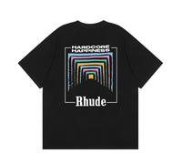 T-shirt À Manches Courtes Noir Oversized Pour Hommes Avec Badge Rétro Et Imprimé Lettre Au Dos, Adapté Au Col Rond Décontracté Des Amateurs De Streetwear, Haut Quotidien À La Mode-color04||l