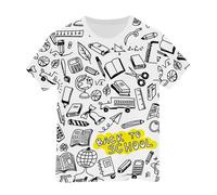 T-Shirt à Manches Courtes Peint à la Main pour Enfants, Amusant, gribouillage, Croquis, coloriage, DIY Blouse Fille Dentelle Noir (White, 4-5 Years)