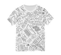 T-Shirt à Manches Courtes Peint à la Main pour Enfants, Amusant, gribouillage, Croquis, coloriage, DIY Liquidation De Chemises De Fille (White, 6-7Years)
