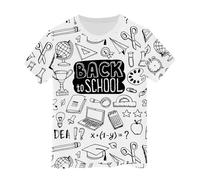 T-Shirt à Manches Courtes Peint à la Main pour Enfants, Amusant, gribouillage, Croquis, coloriage, DIY T-Shirts Drôles (White, 6-7Years)