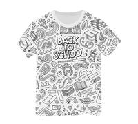 T-Shirt à Manches Courtes Peint à la Main pour Enfants, Amusant, gribouillage, Croquis, coloriage, DIY T Shirt Fille Noir (White, 6-7Years)