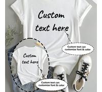 T-shirt à manches courtes personnalisé pour femmes, le devant et le dos peuvent ajouter du texte personnalisé (couleur et police sélectionnables), concevez votre propre t-shirt imprimé personnalisé, c