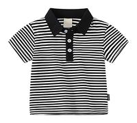 T-shirt à manches courtes pour enfant fille avec rayures et lettres imprimées, Noir , 4-5 ans
