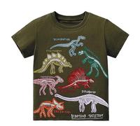 T-shirt à manches courtes pour enfant Motif dinosaure, Vert armée., 8 ans