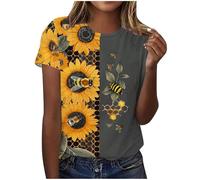 T-shirt à manches courtes pour femme avec imprimé abeille - Col rond - Journée mondiale des abeilles - Journée mondiale des abeilles - T-shirt Journée mondiale d'abeilles - T-shirt d'été à manches