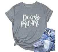 T-shirt à manches courtes pour femme avec imprimé chien mignon maman pour les femmes qui aiment les animaux, gris, XXL