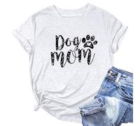 T-shirt à manches courtes pour femme avec imprimé chien mignon maman pour les femmes qui aiment les animaux, Blanc., M