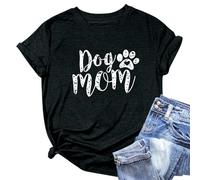 T-shirt à manches courtes pour femme avec imprimé chien mignon maman pour les femmes qui aiment les animaux, Noir , M
