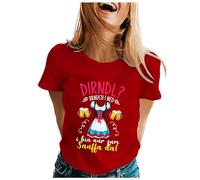 T-shirt à manches courtes pour femme avec imprimé Oktoberfest, rouge, M