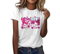 T-shirt à manches courtes pour femme avec inscription « Breast Cancer Awareness Ribbon Cup », Blanc., L