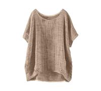 T-shirt à manches courtes pour femme basique d'été grandes tailles en coton et lin confortable Chemises élégantes respirantes Chemise tendance habillée décontractée T-shirt de travail Shirts Bureau