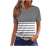 T-shirt à manches courtes pour femme - Style décontracté - Léger et confortable - Col rond - Élégant - Pour entraînement - Style vintage - Pour sortir, streetwear, A002 Gris, 44