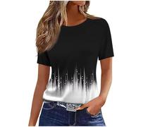 T-shirt à manches courtes pour femme - Style décontracté - Léger et confortable - Col rond - Élégant - Pour entraînement - Style vintage - Pour sortir, streetwear, A003 Noir, 26