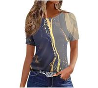 T-shirt à manches courtes pour femme - Style décontracté - Léger et confortable - Col rond - Élégant - Pour entraînement - Style vintage - Pour sortir, streetwear, A006 Kaki, 40