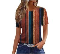 T-shirt à manches courtes pour femme - Style décontracté - Léger et confortable - Col rond - Élégant - Pour entraînement - Style vintage - Pour sortir, streetwear, A026 Marron, 40