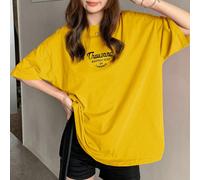 T-shirt à manches courtes pour femmes à porter au quotidien en été avec impression de lettres "Mille CHEFS-D'ŒUVRE DE L'OUVRIER" T-shirt surdimensionné L,M,S,XLLettres,SloganÉtoffe