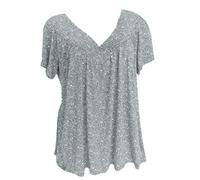 T-Shirt À Manches Courtes pour Femmes avec Col en V Imprimé Floral,Chemisiers Et Blouses De Style Boheme Hauts Tunique Été,Chic Et Élégant Tee Shirt Grande Taille,Chemisier Femme Pas Cher