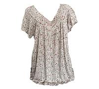 T-Shirt À Manches Courtes pour Femmes avec Col en V Imprimé Floral,Chemisiers Et Blouses De Style Boheme Hauts Tunique Été,Chic Et Élégant Tee Shirt Grande Taille,Chemisier Femme Pas Cher