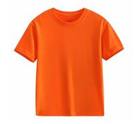 T-shirt à manches courtes pour fille - Col rond - 5 à 14 ans - 86, Orange, 4-5 ans