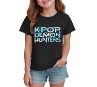 T-Shirt à Manches Courtes pour Fille Garçon Kpop D-Demon H-Hunters décontracté T-Shirt d'été à Manches Courtes 90-160 Hauts Tee Shirt uni décontracté Col Rond