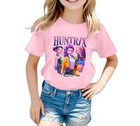 T-Shirt à Manches Courtes pour Fille Garçon Kpop D-Demon H-Hunters Huntrix Huntr/X Tee Shirt à Manche Courte Col Rond Graphique Enfants Mode Filles Mignon T-Shirt Hauts Décontractés Comfortable 2025