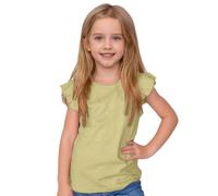 T-shirt à manches courtes pour fille Motif feuilles, vert clair, 4-5 ans