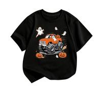 T-shirt à manches courtes pour Halloween, mode d'été décontractée, design cool, coupe confortable, polyvalent, idéal pour la vie quotidienne, les loisirs, l'école, l'extérieur (noir, 13-14 ans)