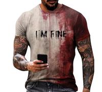 T-shirt à manches courtes pour homme avec blocage des couleurs - Tissu graphique - Imprimé sanglant amusant - T-shirt d'Halloween pour homme, FFF, S