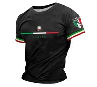 T-shirt à manches courtes pour homme avec drapeau italien, athlétique, course, gym, été basique, armoiries de l'Italie de la République italienne, hauts de festival de vacances, Noir2, M