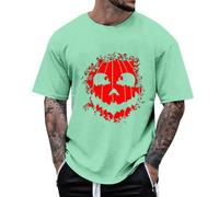T-shirt à manches courtes pour homme avec imprimé tête de citrouille, décontracté, confortable, pour le quotidien, le sport et les loisirs, vert, M