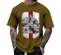 T-shirt à manches courtes pour homme avec inscription « St Georges », drapeau de l'Angleterre avec imprimé Matadragones, Café, XXXXL