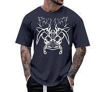 T-shirt à manches courtes pour homme - Col rond - Imprimé lettres - T-shirt décontracté à manches courtes pour l'intérieur et l'extérieur, la marche, le sport, la vie quotidienne, bleu marine, S