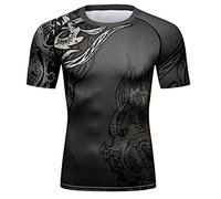 T-shirt à manches courtes pour homme - Col rond - Look fantastique - Sweatshirt de sport - Compression - T-shirt de sport - Cool Dry - Couche de base, AA, XXL