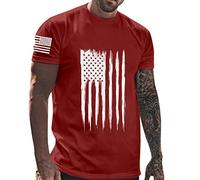 T-shirt à manches courtes pour homme, coupe classique, drapeau du jour de l'indépendance, décontracté, doux et confortable, petit t-shirt en coton imprimé avec col rond pour l'intérieur et l'extérieur